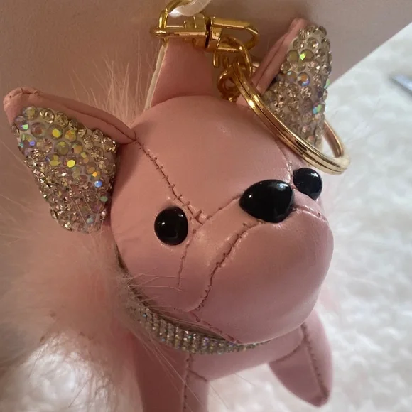 Pink Rhinestone Dog Keychain - Picture 1 of 10